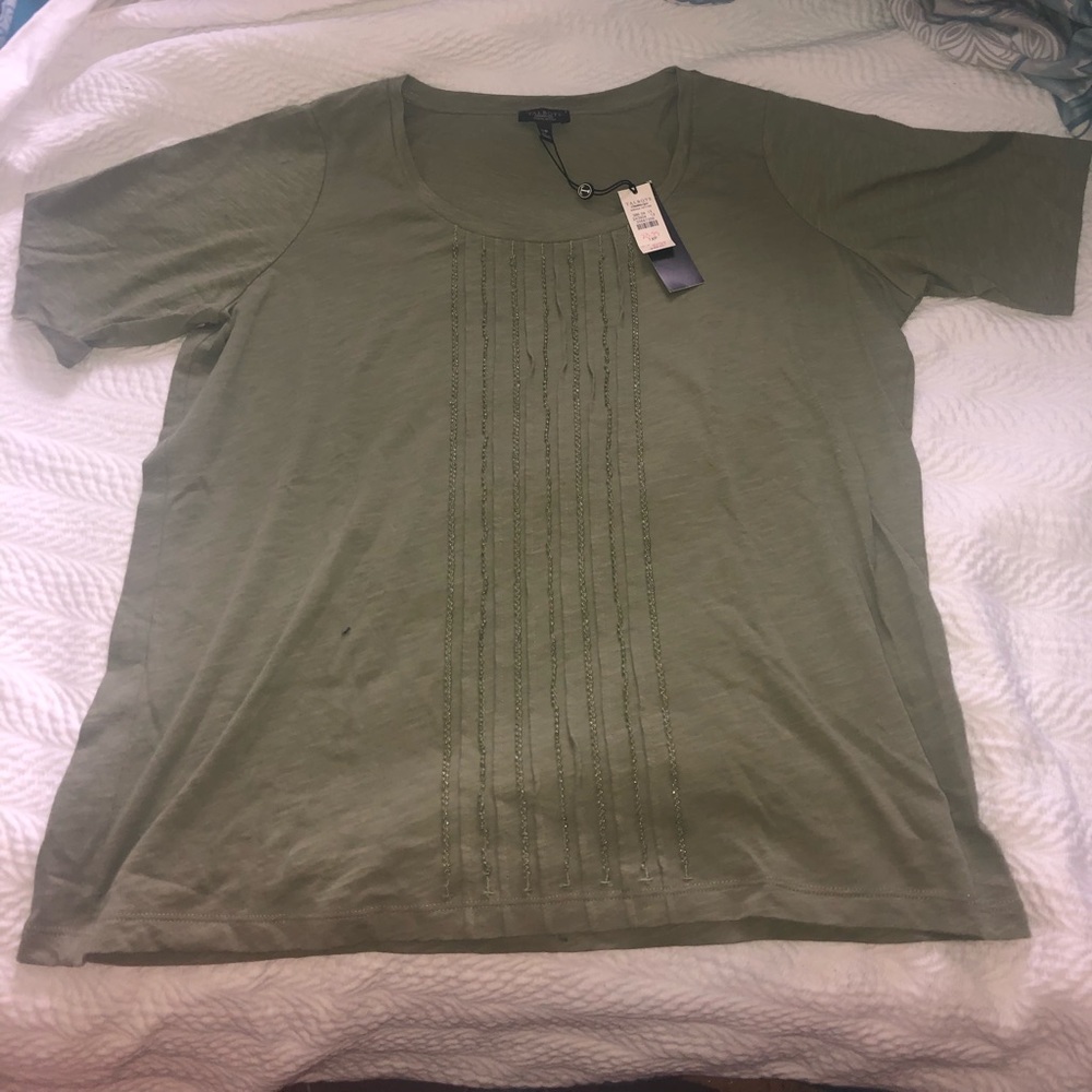 Talbots green beaded short sleeved t shirt